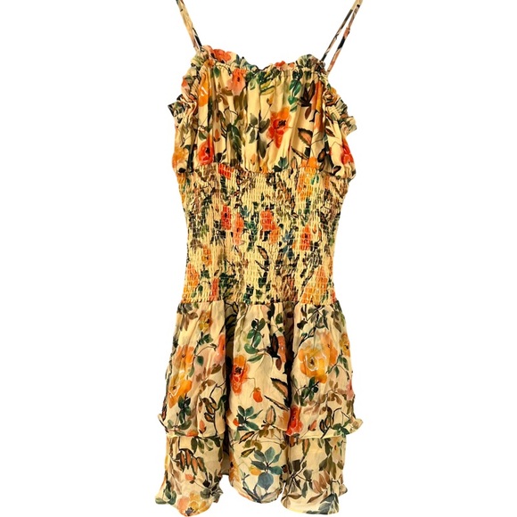 RAYS FOR DAYS Darya Romper Dress in Floral Yellow Size M - Picture 4 of 11